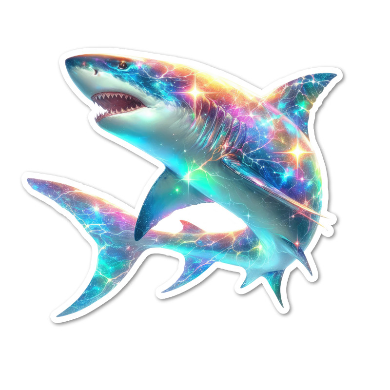 Galaxy Shark Vinyl Sticker Cosmic Ocean Animal Waterproof Glossy Space Decal