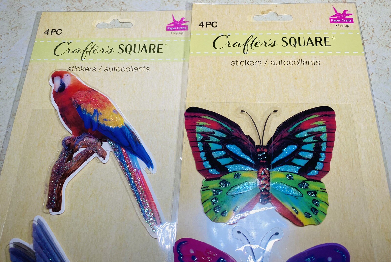 Butterflies Birds Pop-Up Stickers Crafter's Square 4 pc Colorful 3D Butterfly, 2
