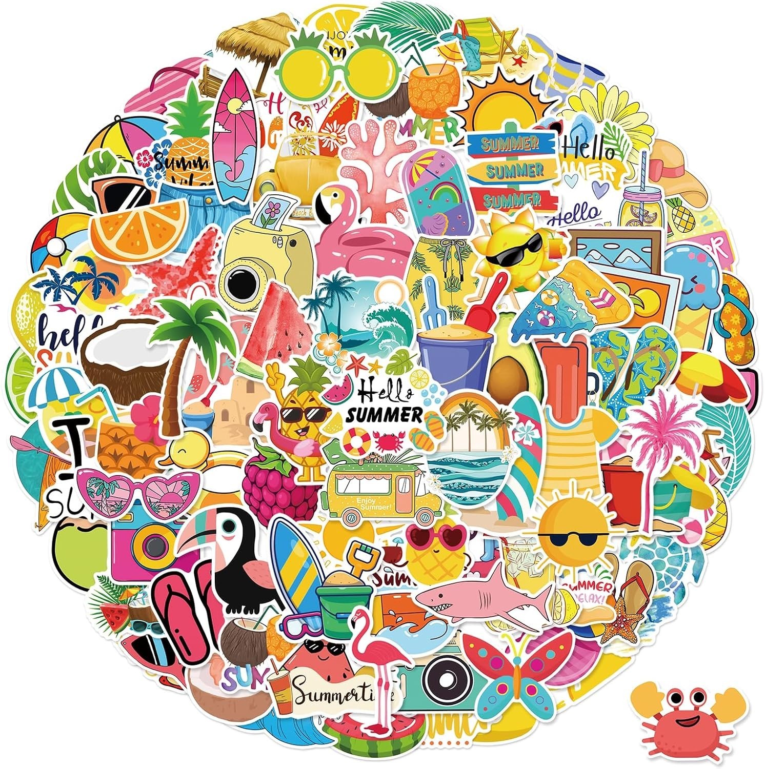100 PCS Summer Stickers for Kids, Waterproof Beach Stickers for Water Bottles…