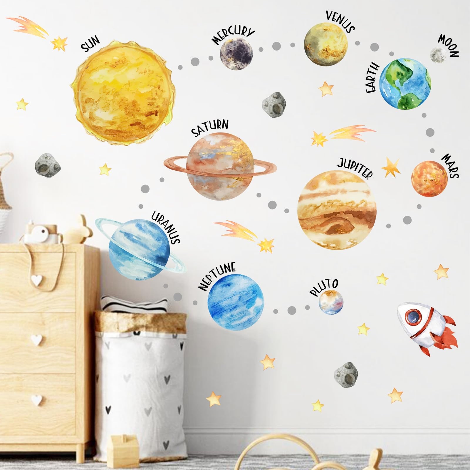Mfault Watercolor Space Galaxy Wall Decals