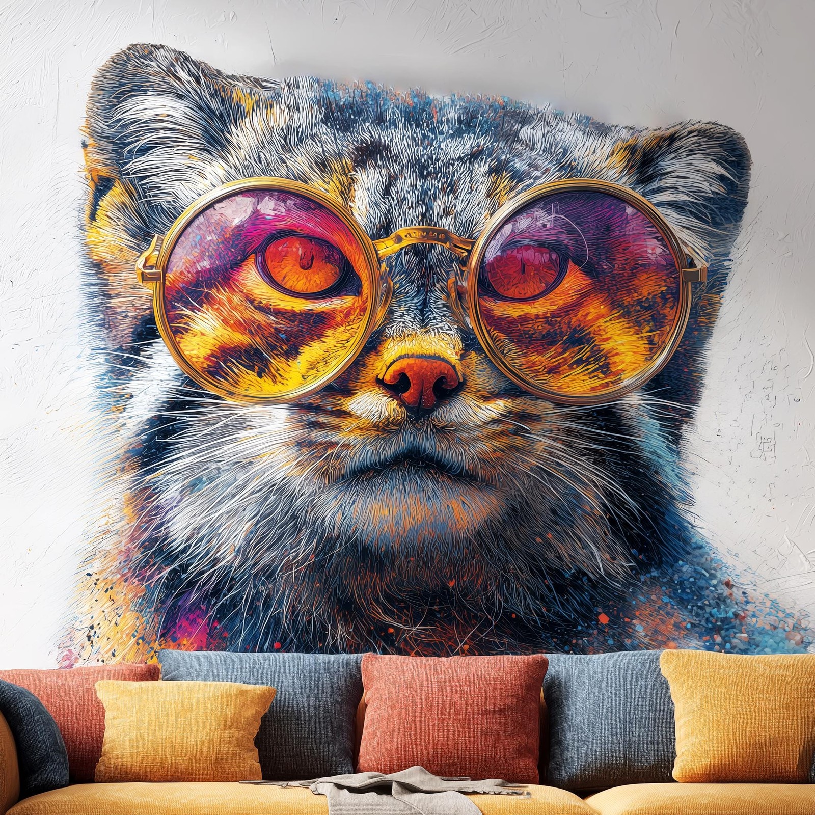 Manul Cat with Sunglasses | Pallas Cat Wall Decal