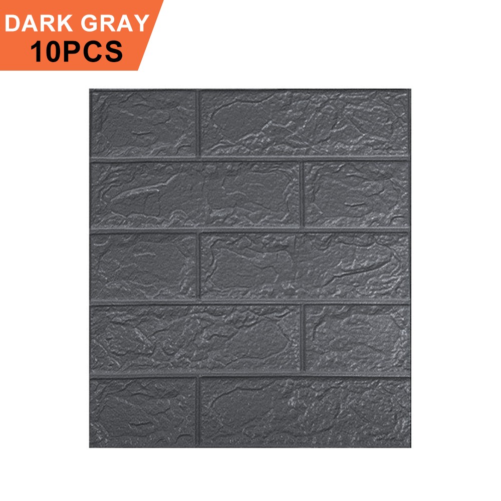 10/20x3D Tile Brick Wall Sticker Dark Gray Self-adhesive Panel Wallpaper 38x35cm
