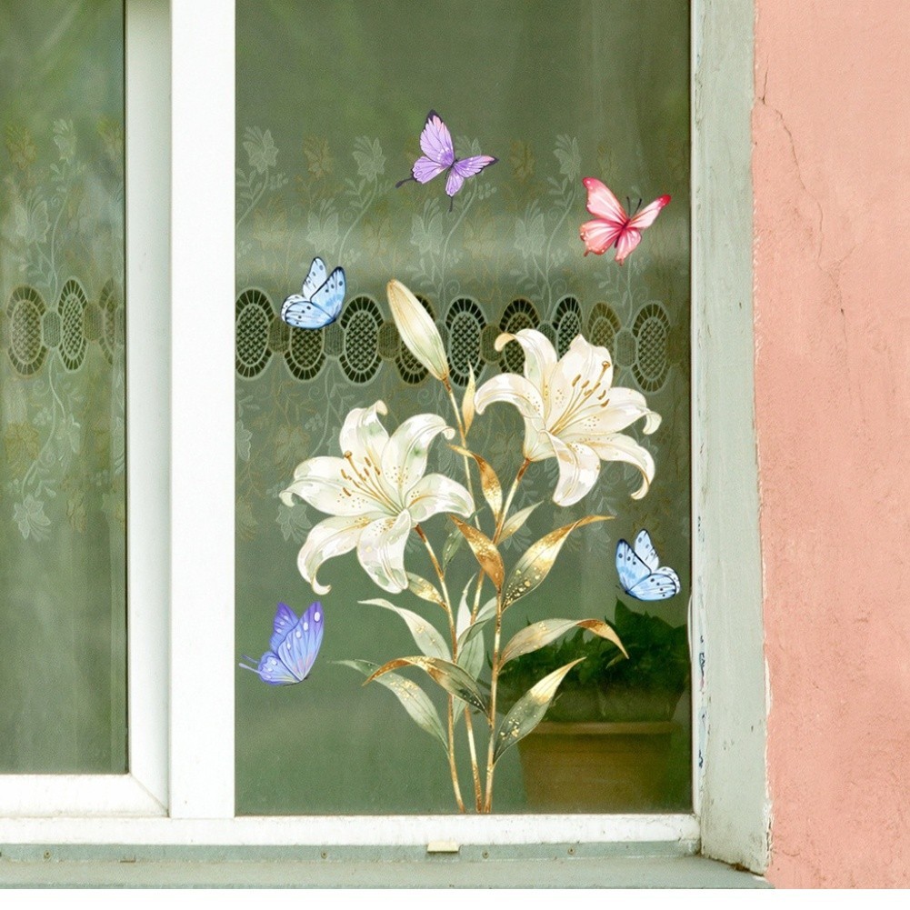 Floral Window Clings Fade-resistant PVC Vinyl High-clarity Floral Patterns