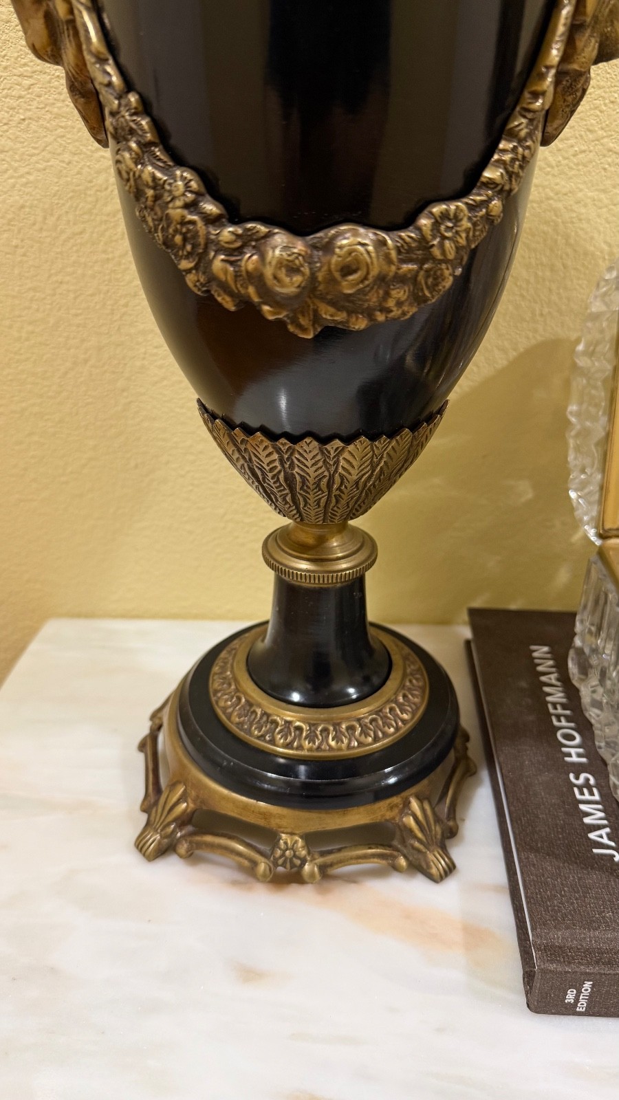 PAIR OF FRENCH LOUIS XVI RAM HEAD BRONZE URNS:MAITLAND SMITH