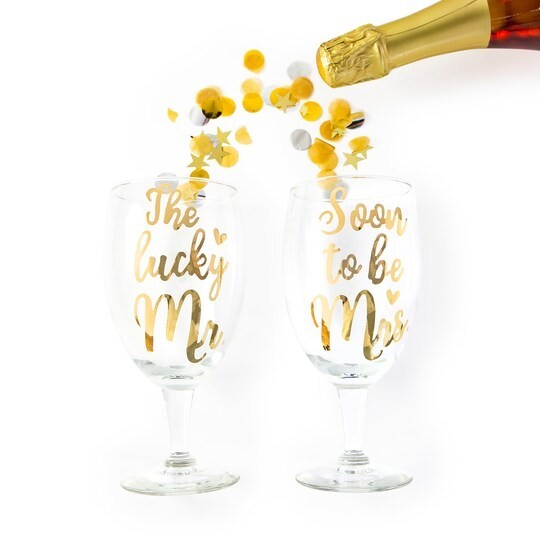 Celebrate It I DO CREW Gold Vinyl WEDDING Stickers – SOON TO BE – 2 pc