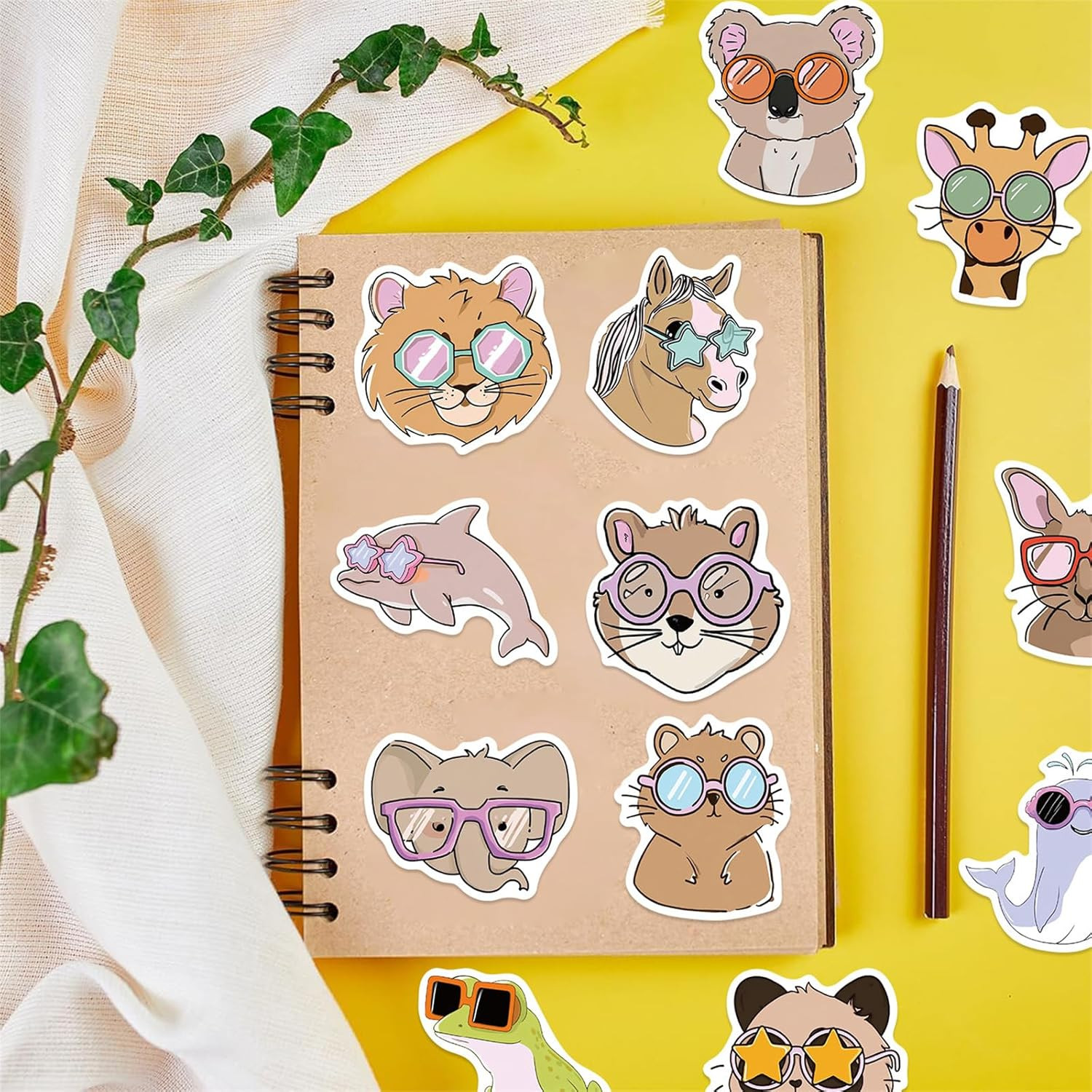 50Pcs Funny Meme Animal Stickers for Kid Cute Animal with Glasses Stickers Fun G