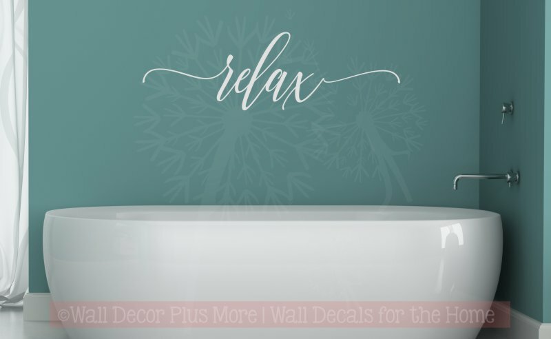 Bathroom Wall Decor Relax Cursive Vinyl Word Lettering Bath Wall Decals Stickers