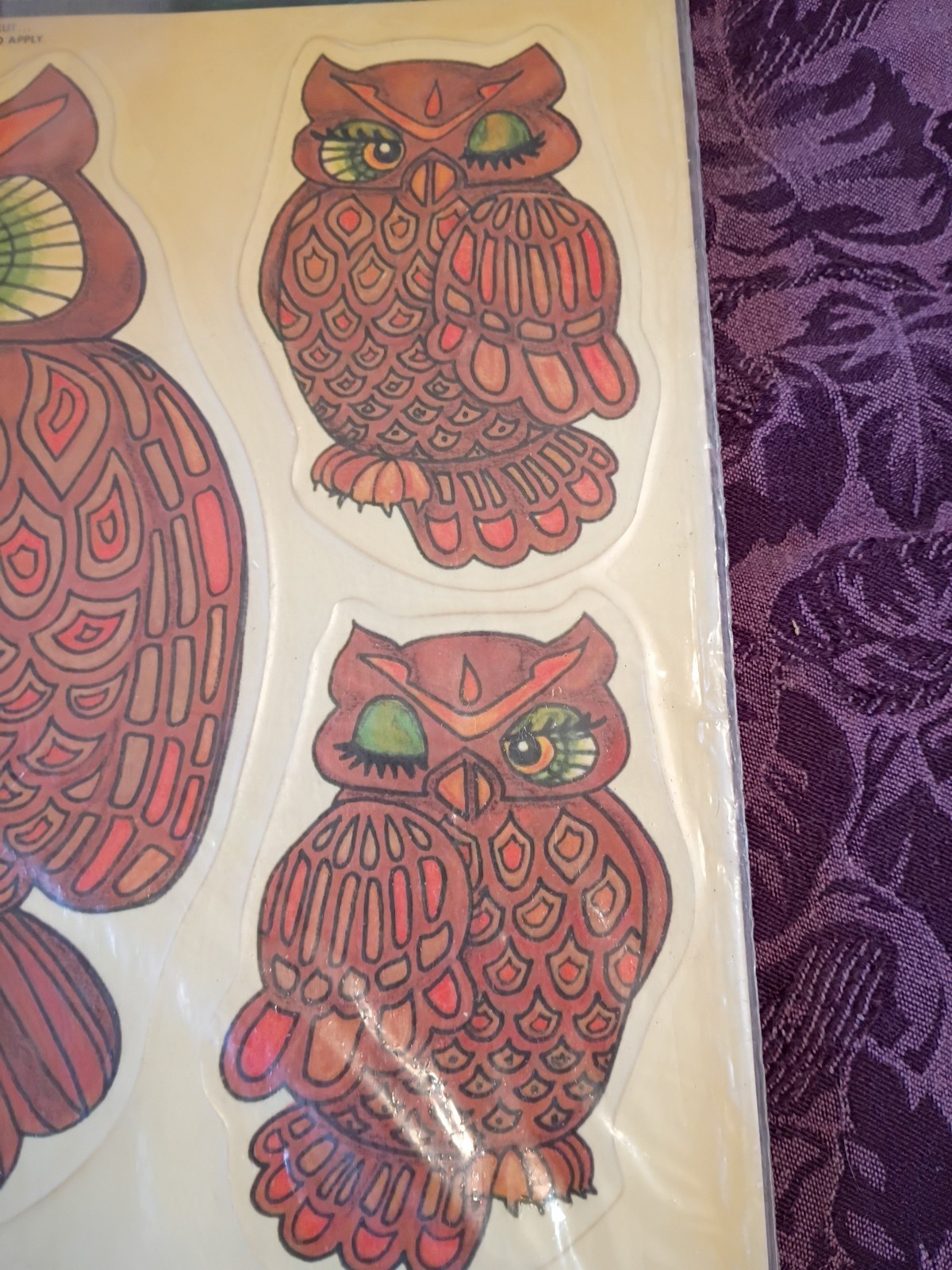 Vtg. Meyercord Artistiks Owl Vinyl Stickers Decals Decorations Sealed 70’s