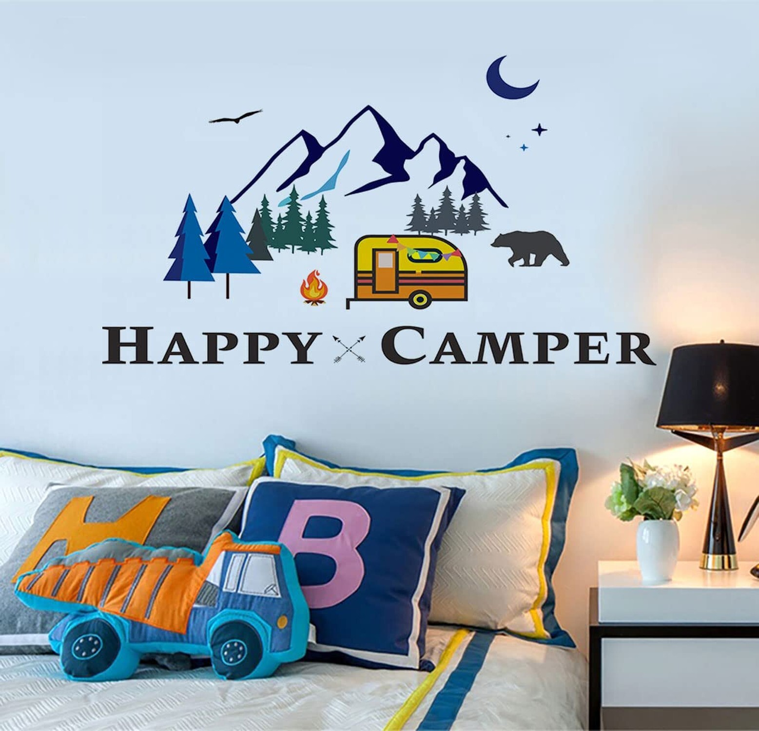 Funny Happy Camper Sticker Decals, Adventure Theme Explore Decor Tribal Hikin…