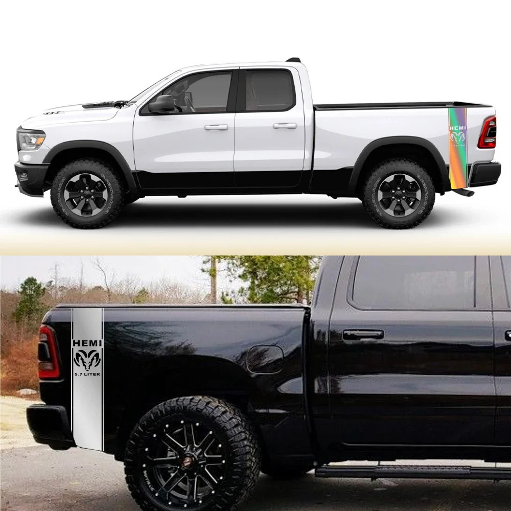 Back Door & Side Decal for Dodge RAM 1500 / 2500 HEMI Rebel 5.7L | Custom Vinyl