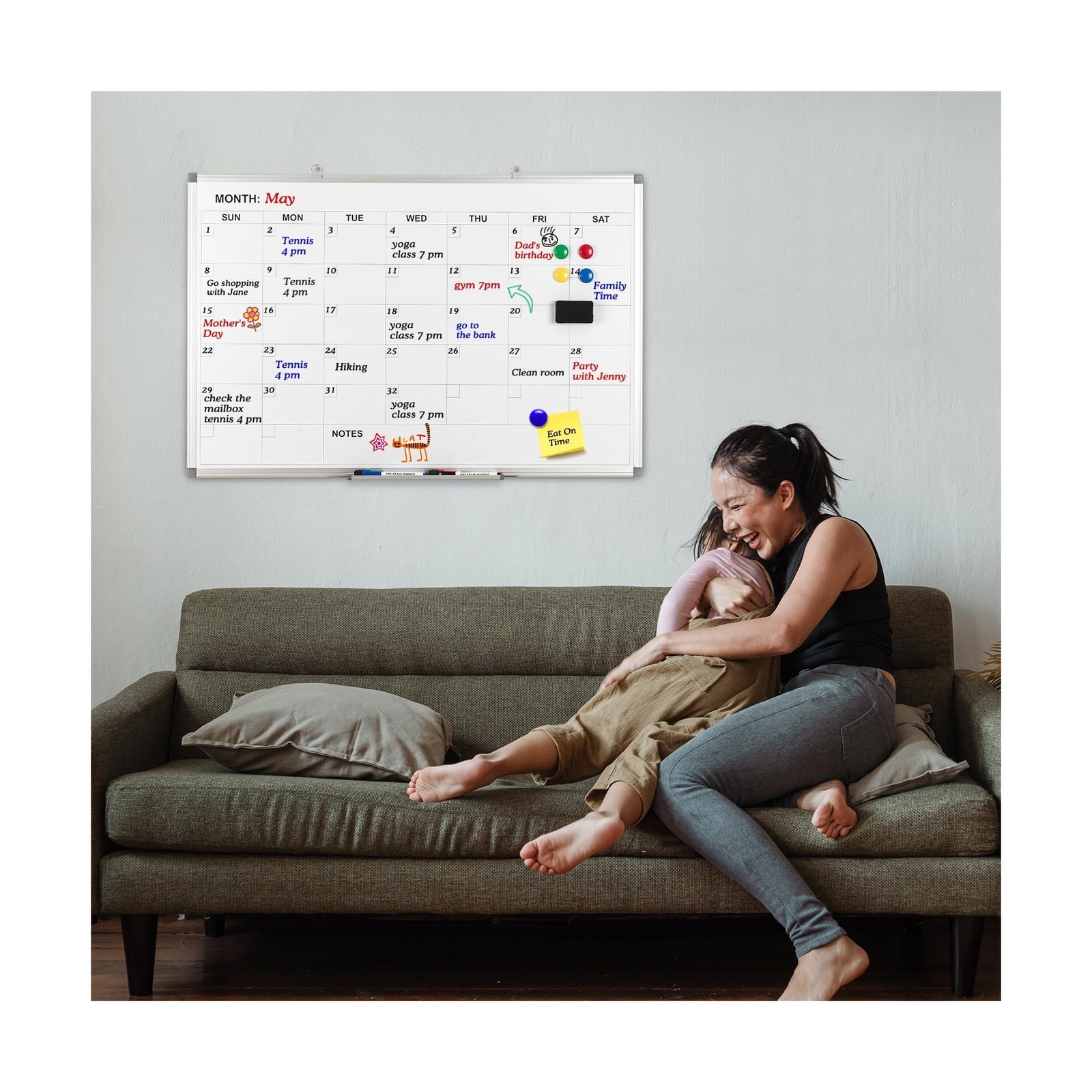 Comix Magnetic Dry Erase Calendar Whiteboard, 36 x 24 Inches Monthly Calendar…