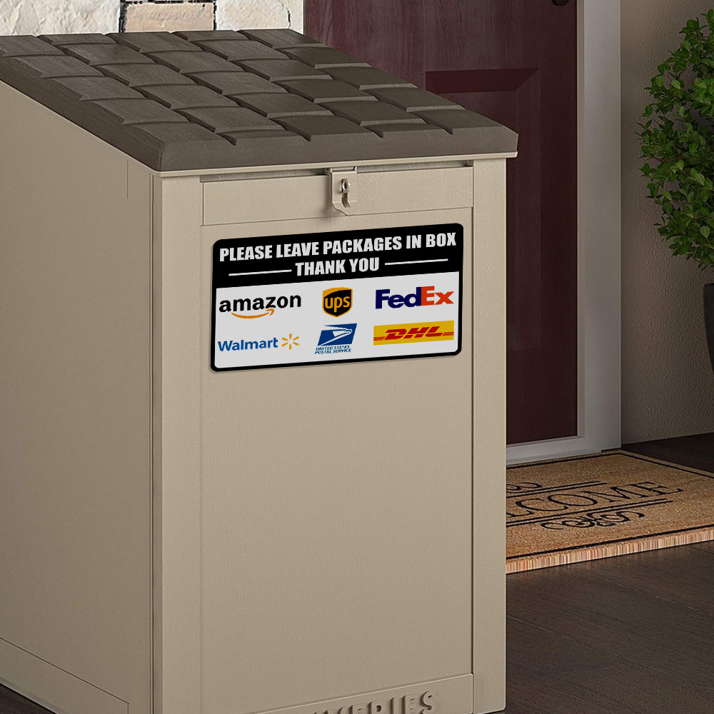 Please Leave Packages in Box Delivery Sign Sticker Vinyl Decal Amazon UPS FedEx
