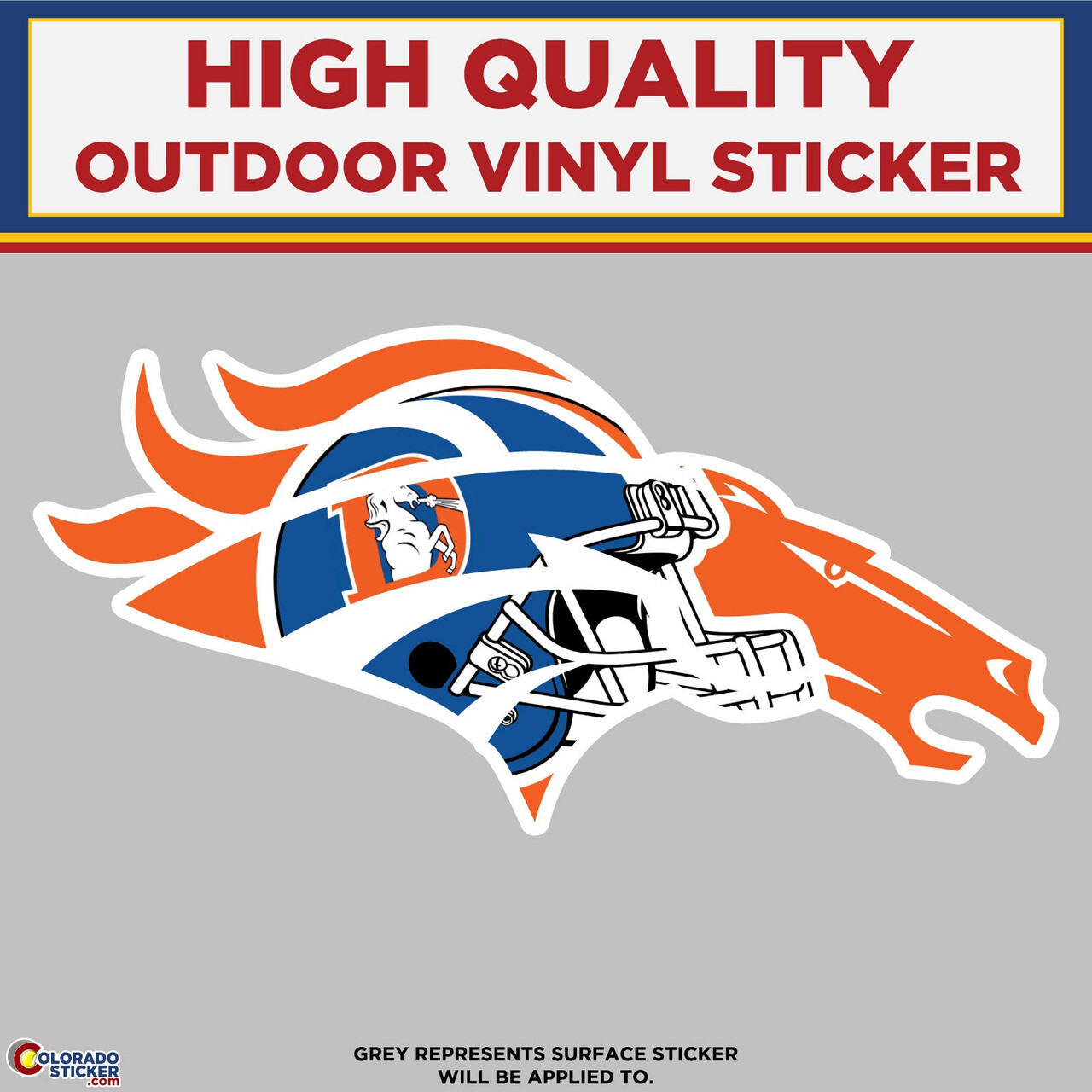 Denver Broncos Old School Helmet Inside Horse, High Quality Vinyl Stickers