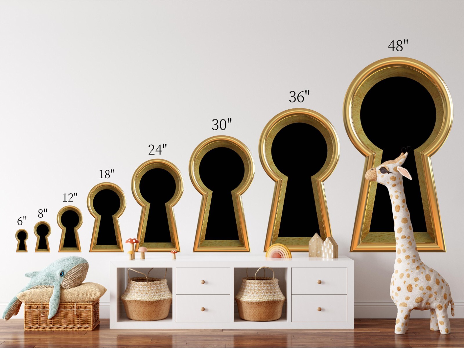 Keyhole Fabric Wall Decal Fairytale Castle Waterfall Mountain View Wall Sticker