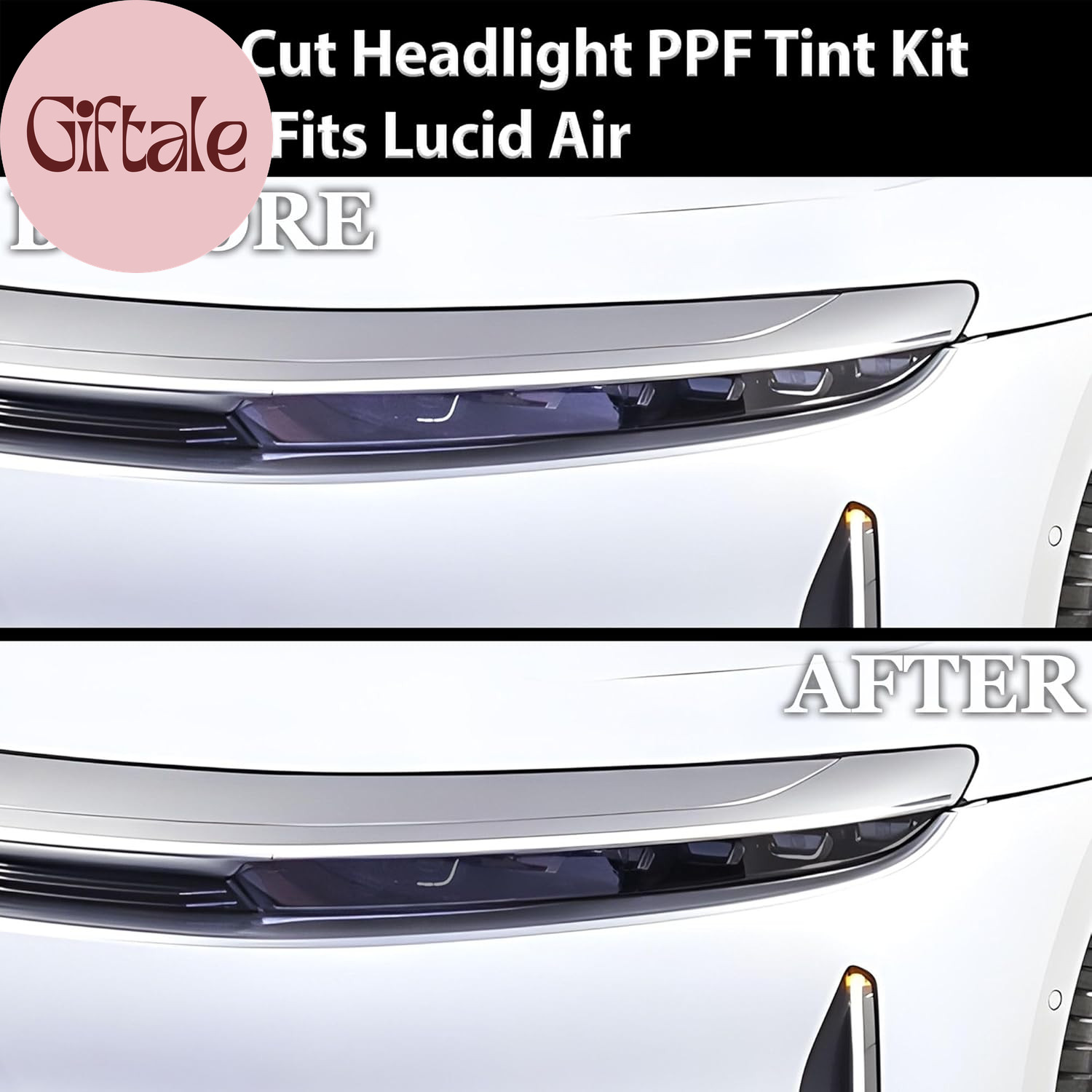 Full Headlight Taillight Tint Kit Compatible with Lucid Air 2022-2025, Light Smo