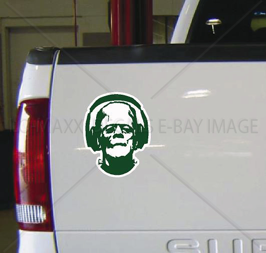 Frankenstein With Headphones Spooky Cool Hot Monster Art Decor Printed Sticker