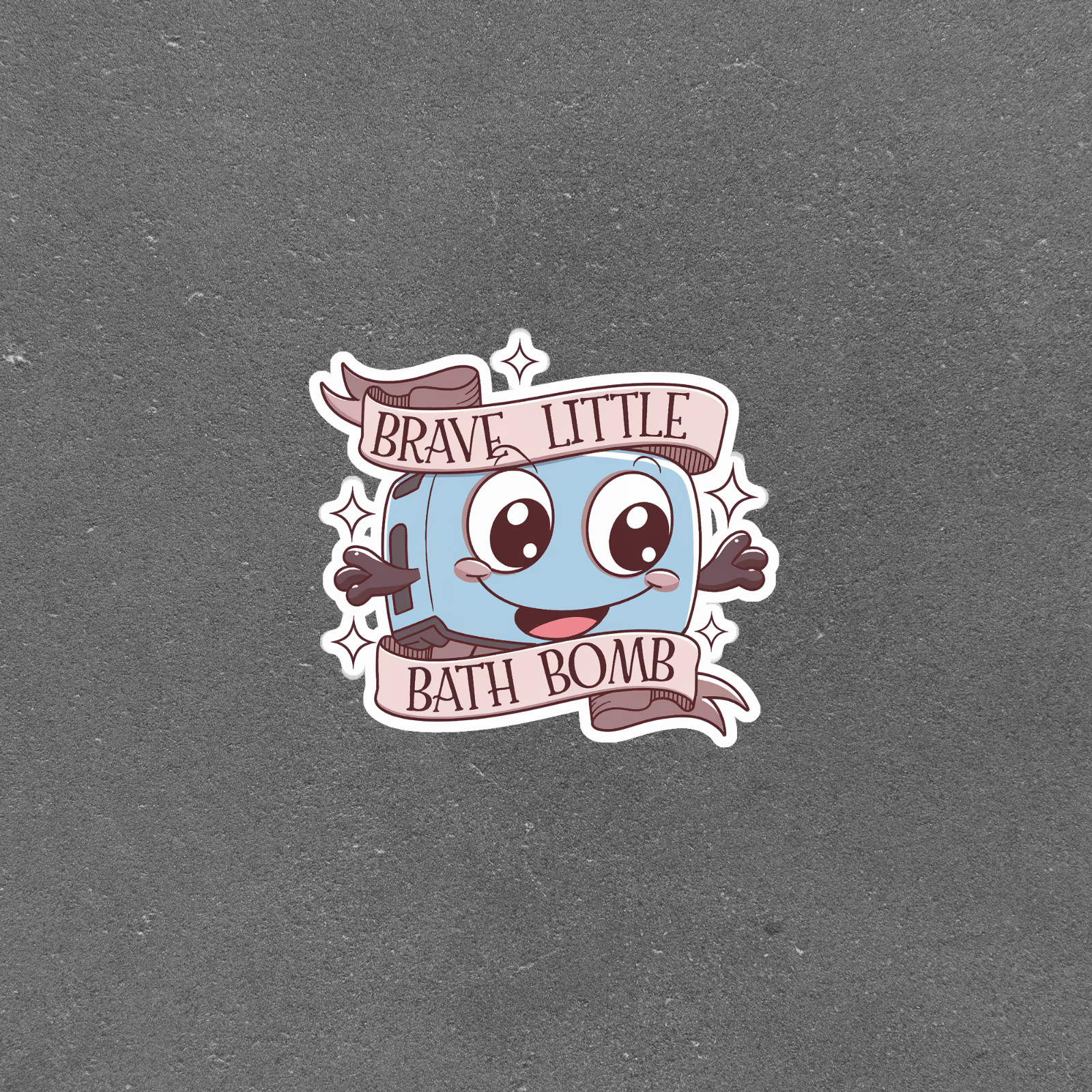 Cute Brave Little Bath Bomb Cartoon Sticker – Fun Bathroom Decor #3685