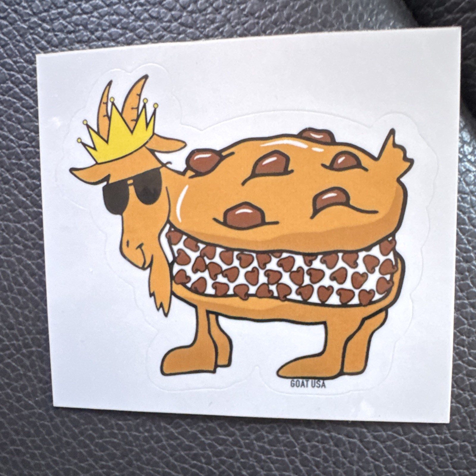 GOAT USA Cartoon Goat Sticker Decal, Brown White Yellow Black "Scan Me!" QR