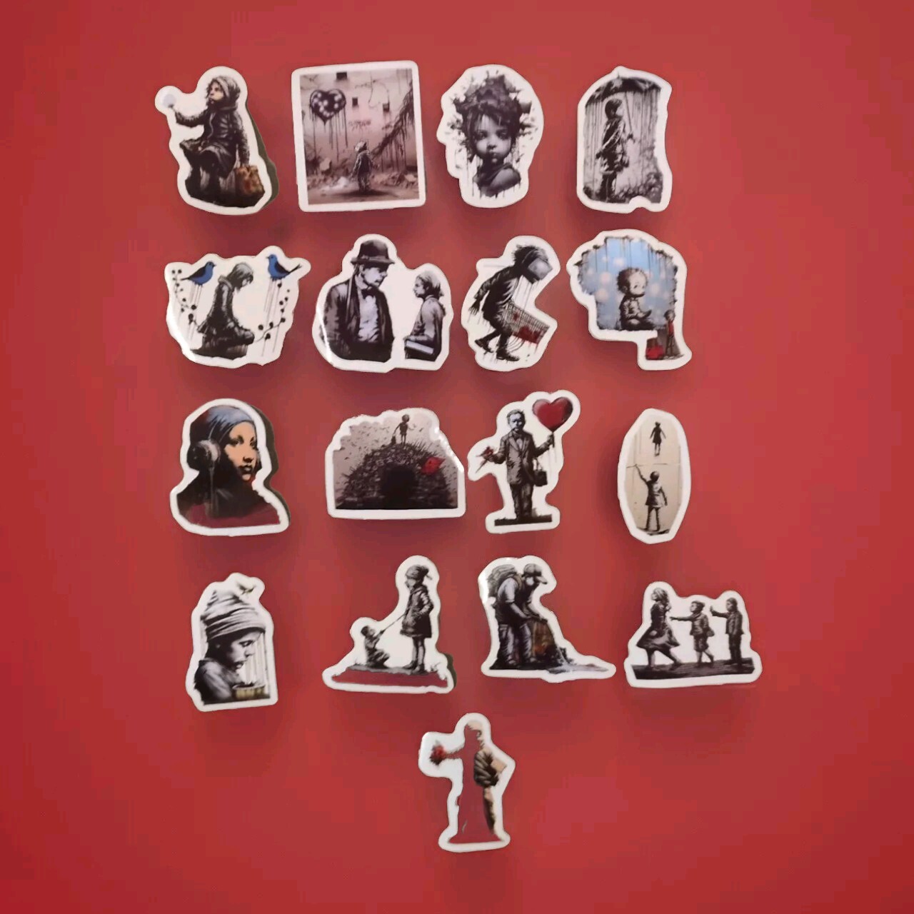 17 Pc. Banksy Art Sticker Pack -White – Waterproof – Street Art – France
