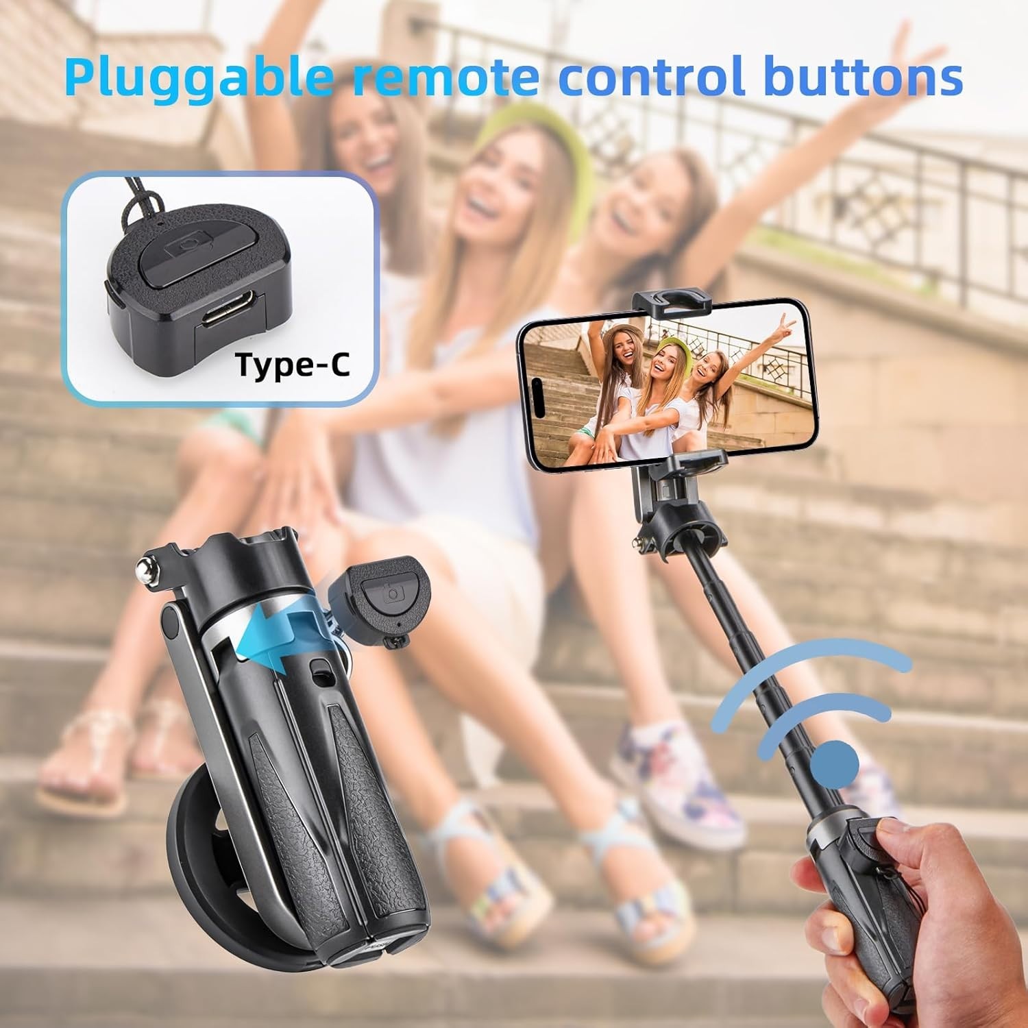 for Magsafe Tripod Stand for iPhone,Portable Pocket Size Selfie Stick with Re…