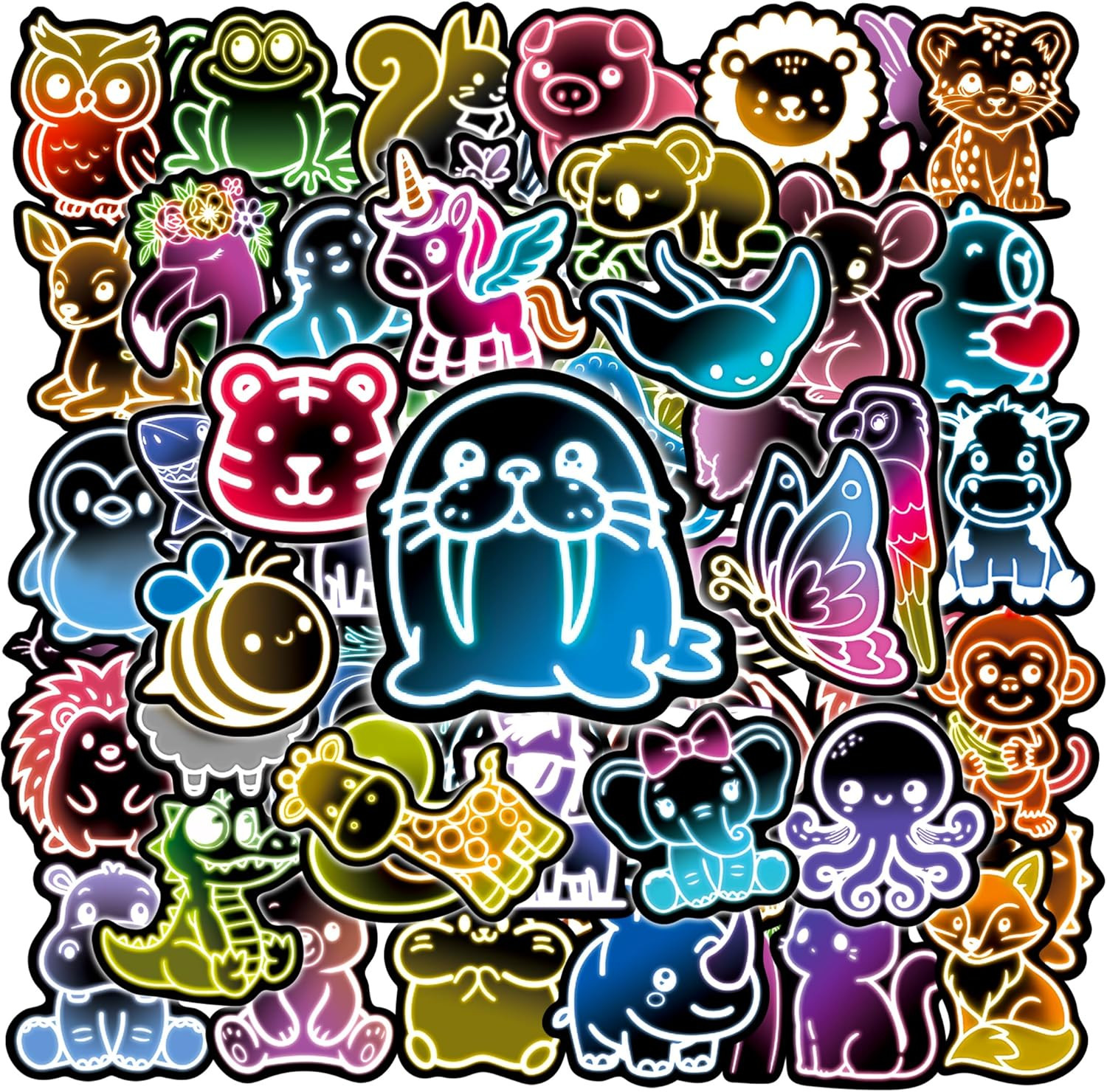 50 Pcs Glow in the Dark Neon Mushroom Water Bottle Stickers, Waterproof Vinyl Mu