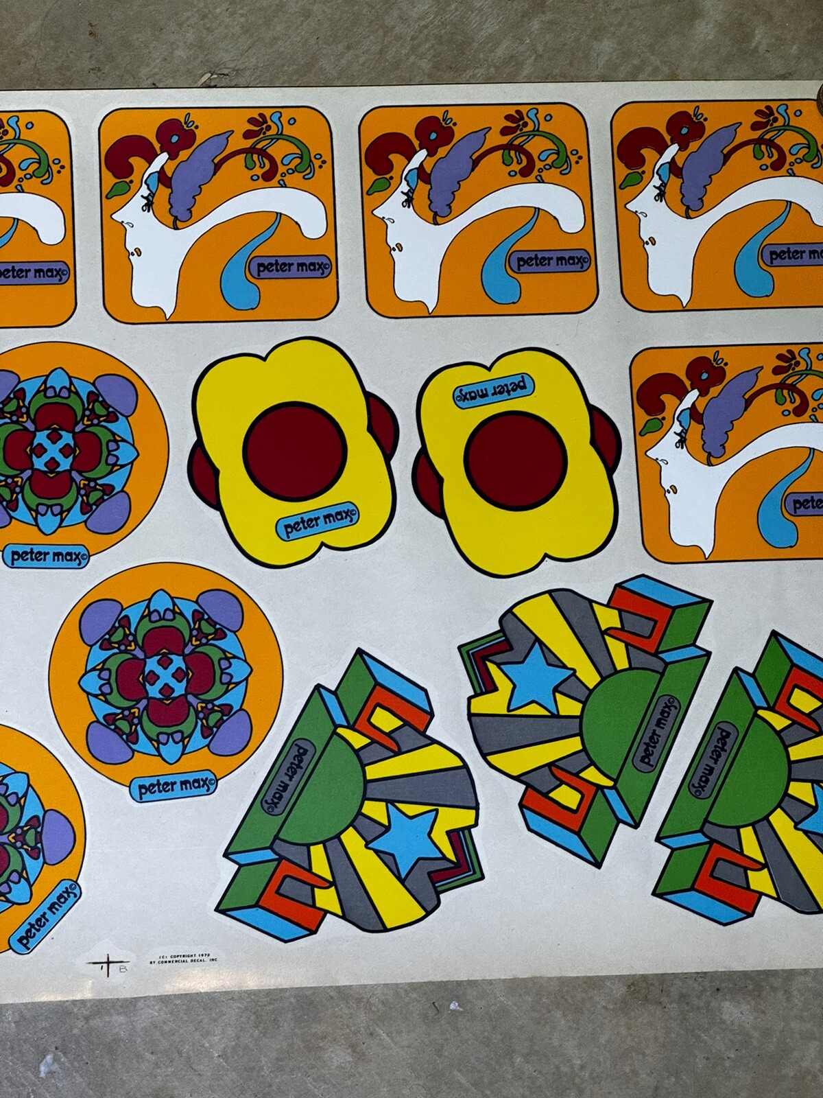Peter Max Flower Power Decal 1970 Cookware Decals Hippie Groovy Kitchenware