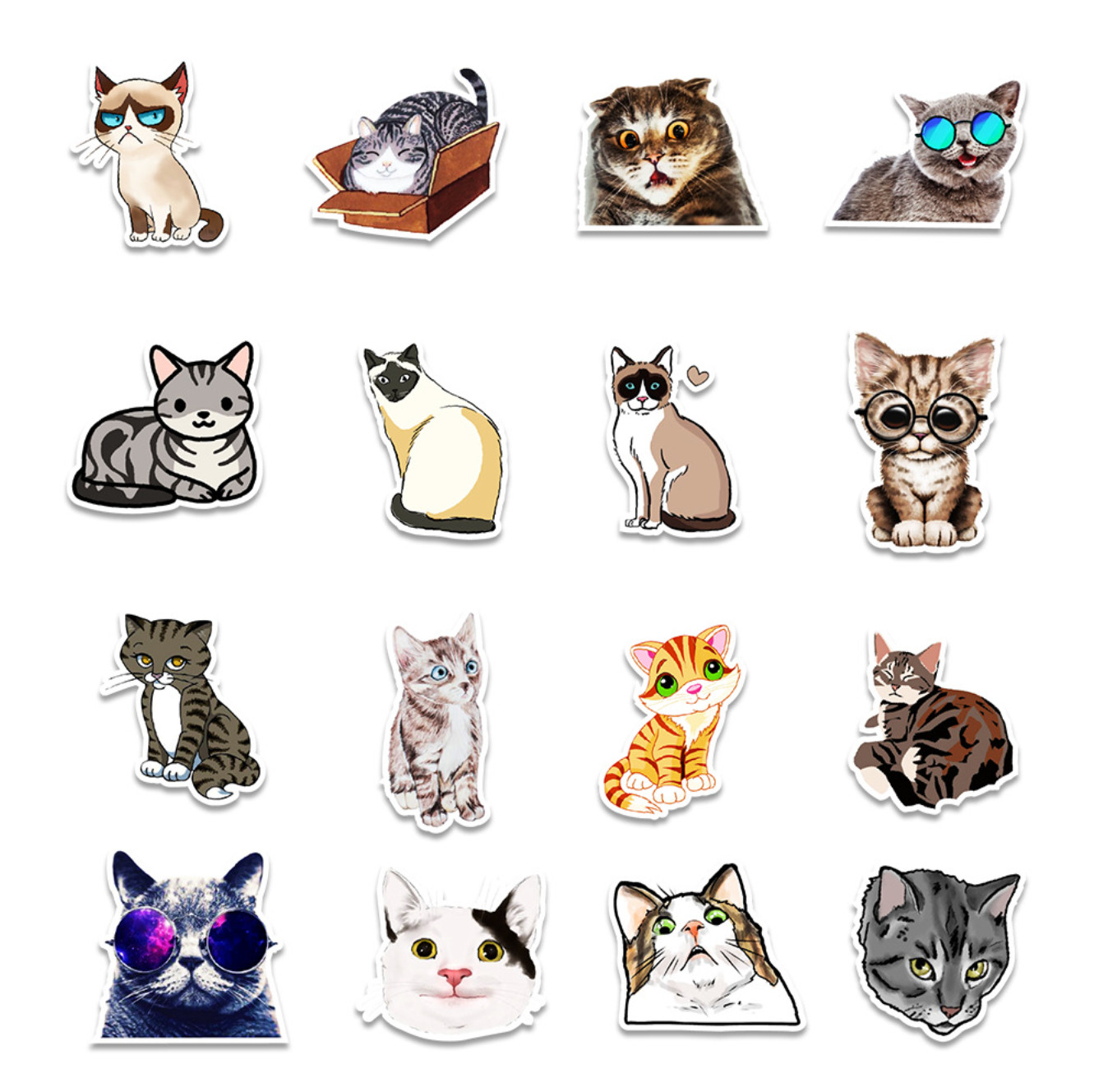 50 Pcs Stickers Cute Funny Cats Laptop Luggage Graffiti Fridge Phone Car Vinyl