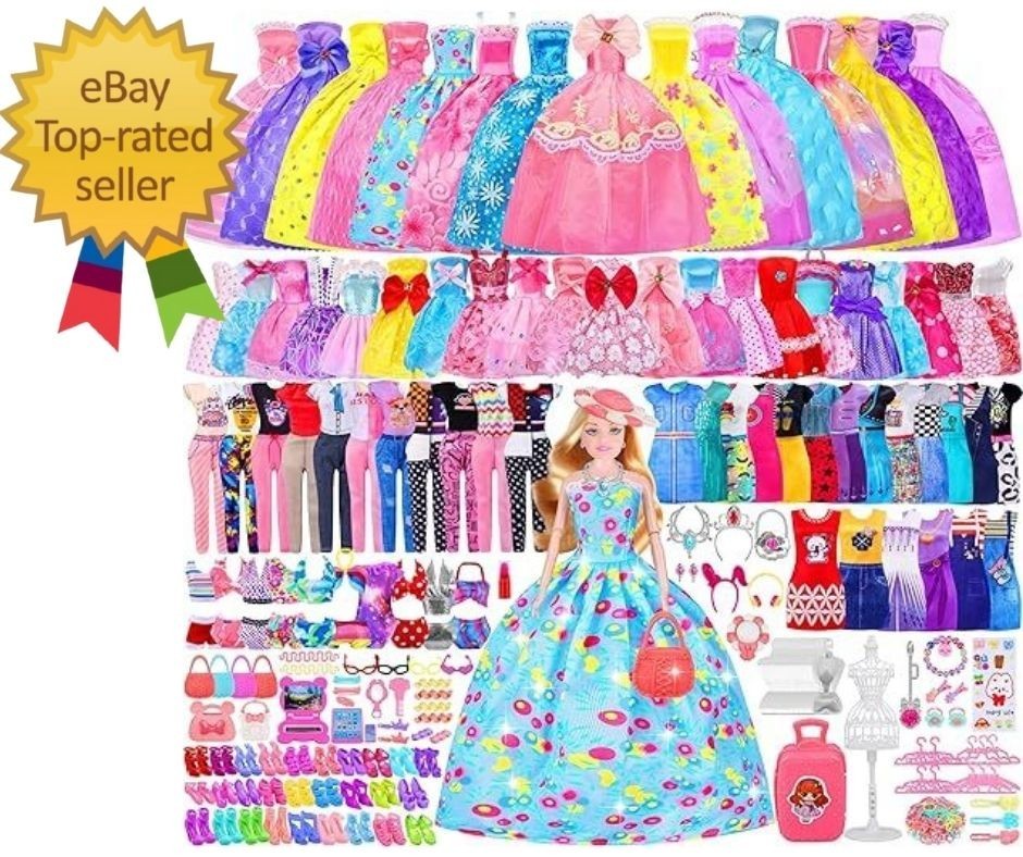 342 Pcs Doll Clothes and Accessories with Doll, Princess Gowns, Fashion Dresses,