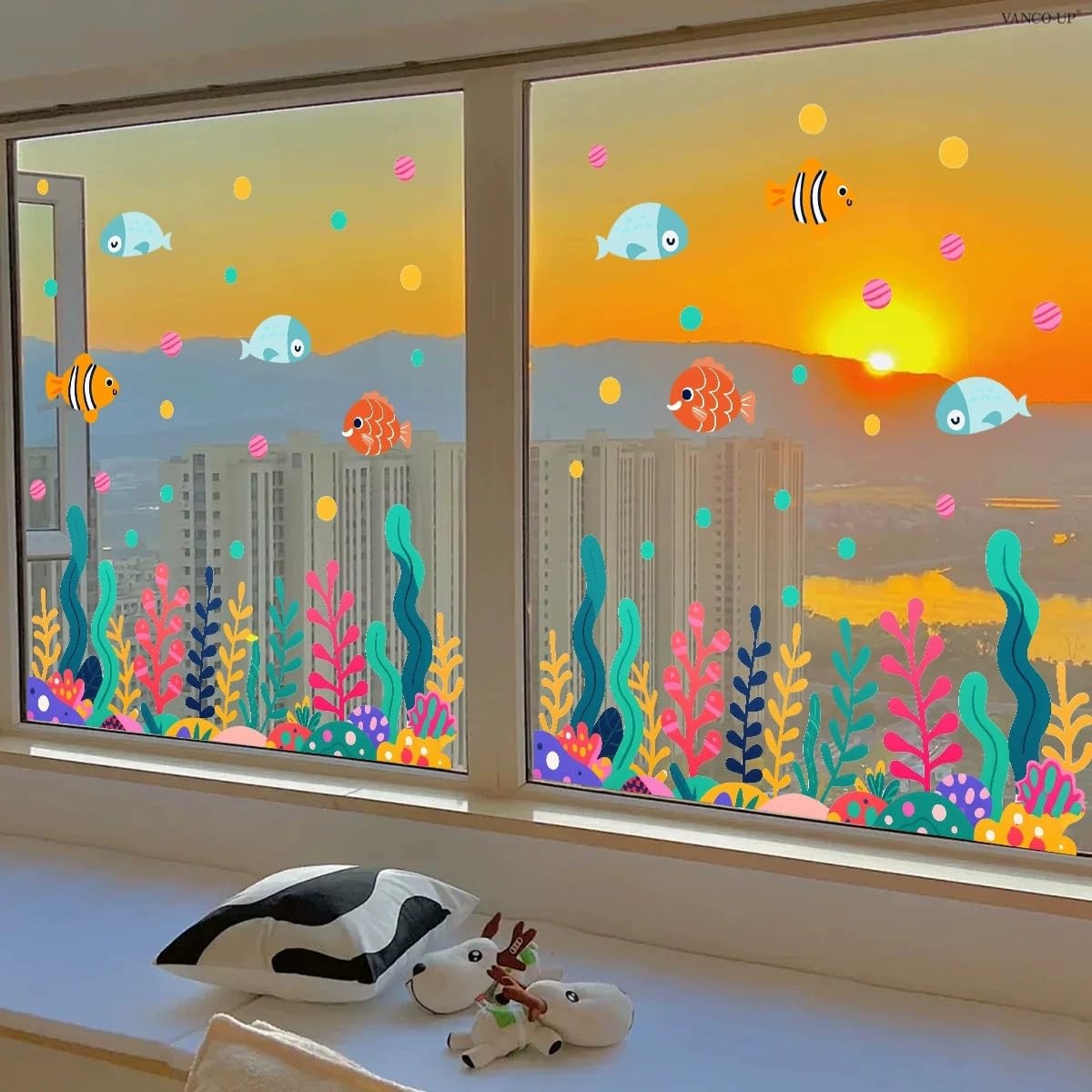 Colorful Bubbles Wall Decal, Underwater World Background Decoration Ocean Bub…