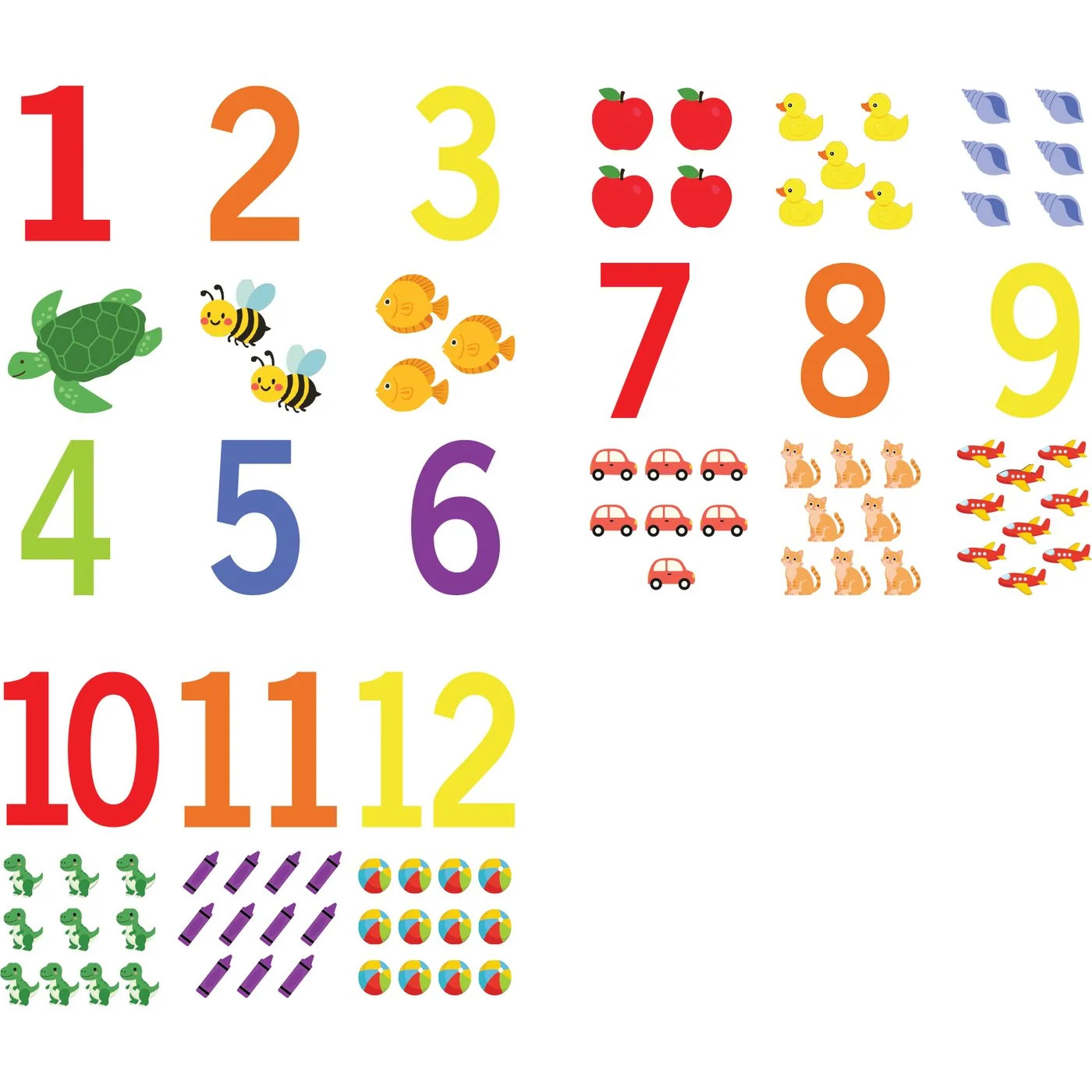 Number Window Clings 24 Piece Counting Set 3 Sheets 12×12 Numbers 1-12 Decals