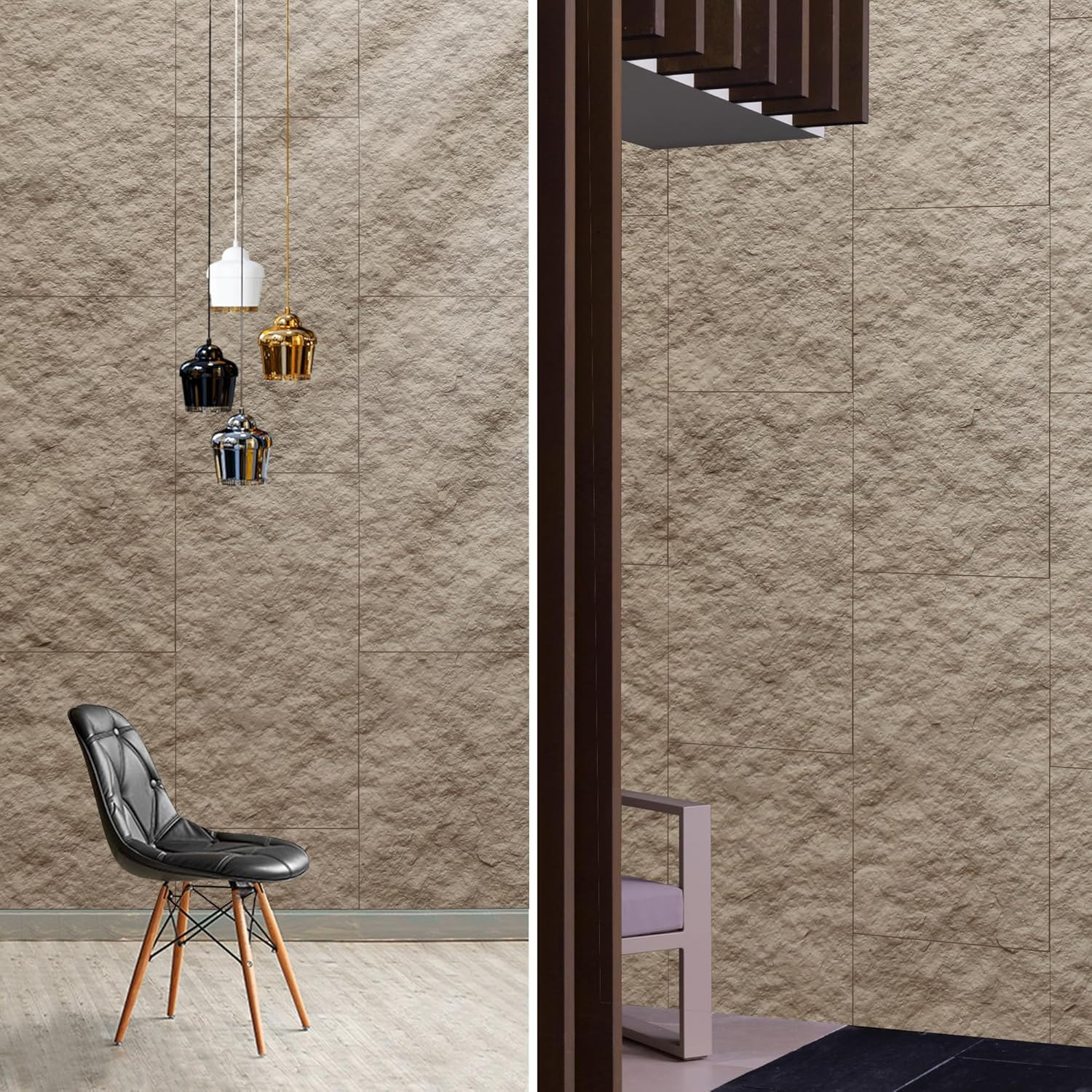 3D Faux Stone Wall Panels – 4 PCS Cement Texture Wainscoting for Home Decor