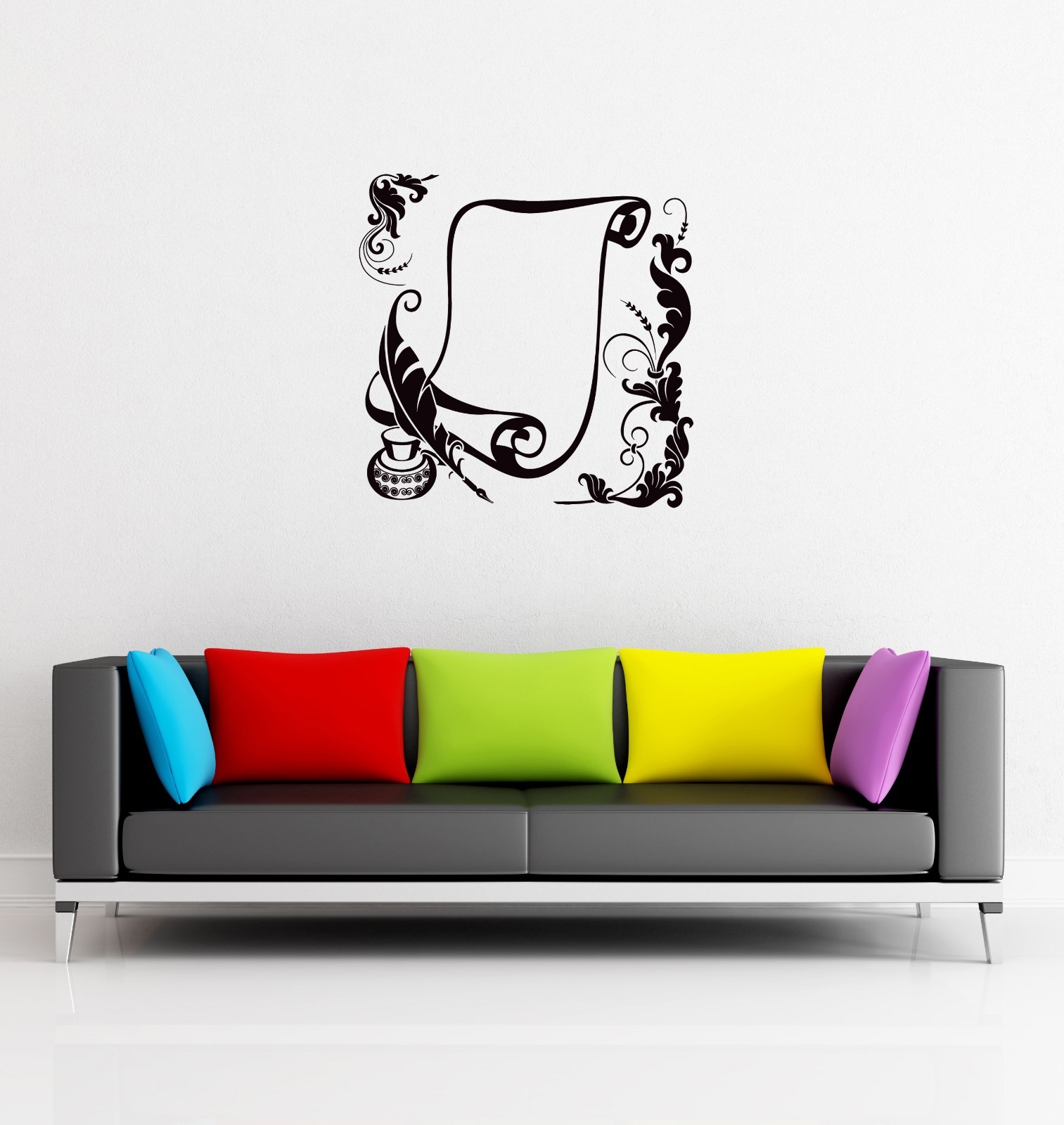 Vinyl Wall Stickers Writing Pen Plume for Living Room Decor (z1252)