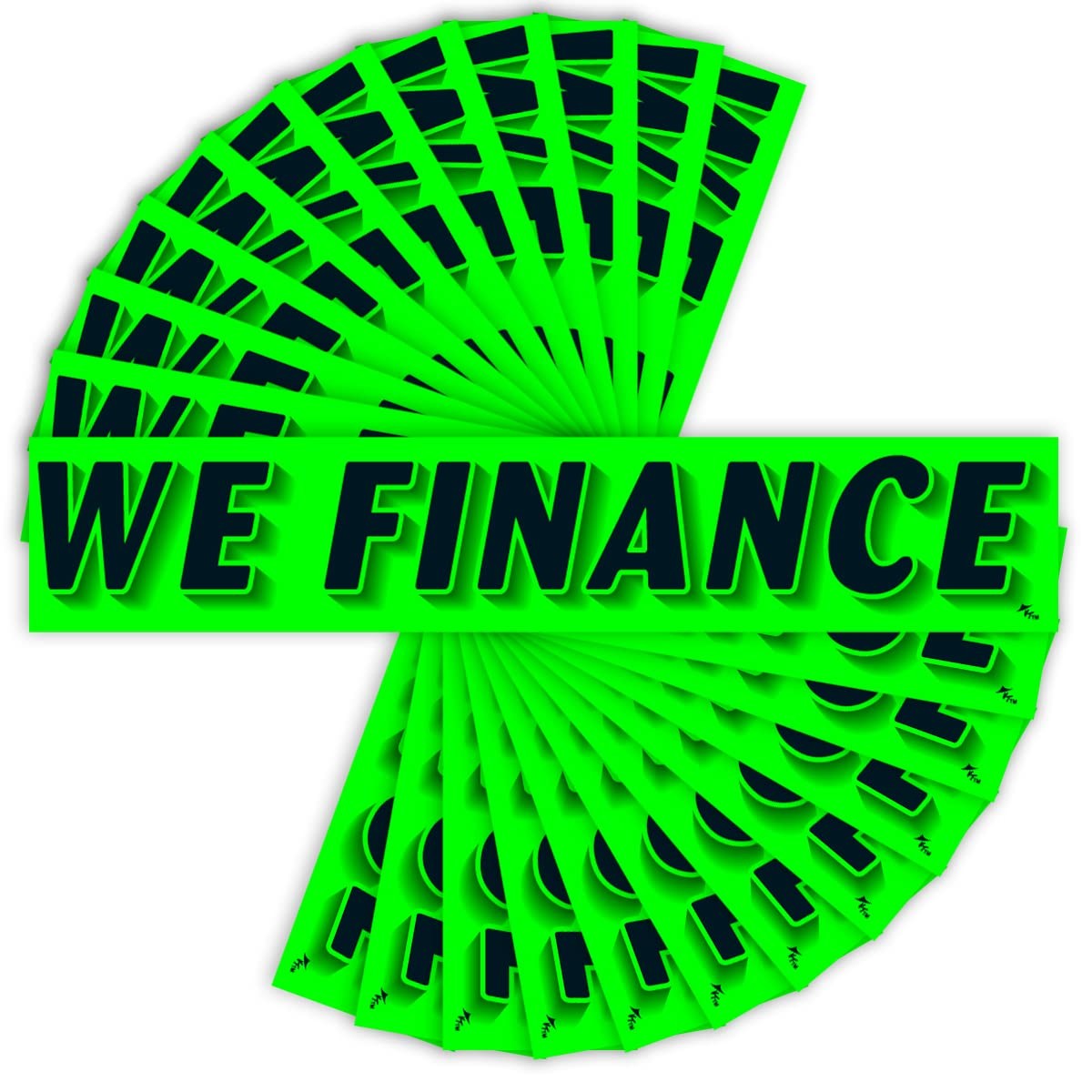 Versa Tags Dealership Stickers 12 Pack of We Finance Stickers Car Lot Windshield