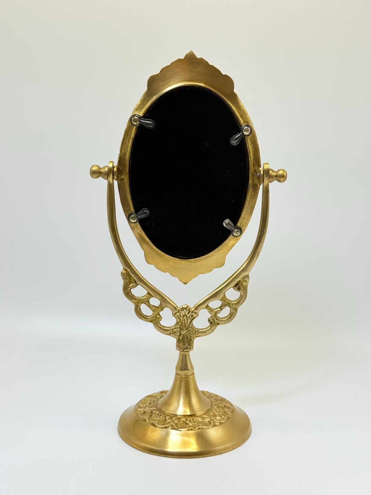 Vintage Copper Gold Tabletop Vanity Mirror – Heavy Ornate Rotating Design 🪞
