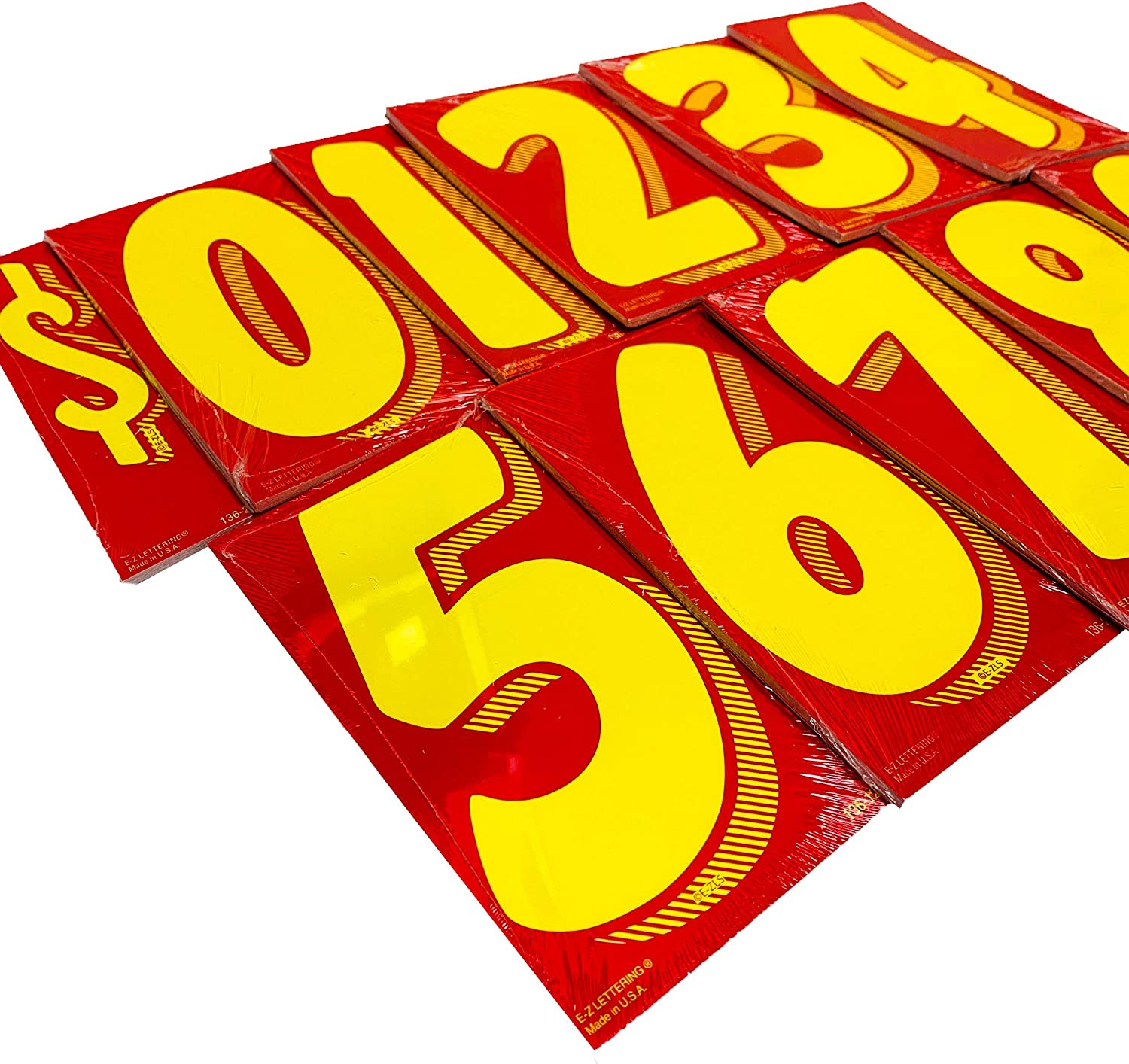 EZ Line Vinyl Decals for Cars Red and Yellow Large Number Stickers Windshield Nu