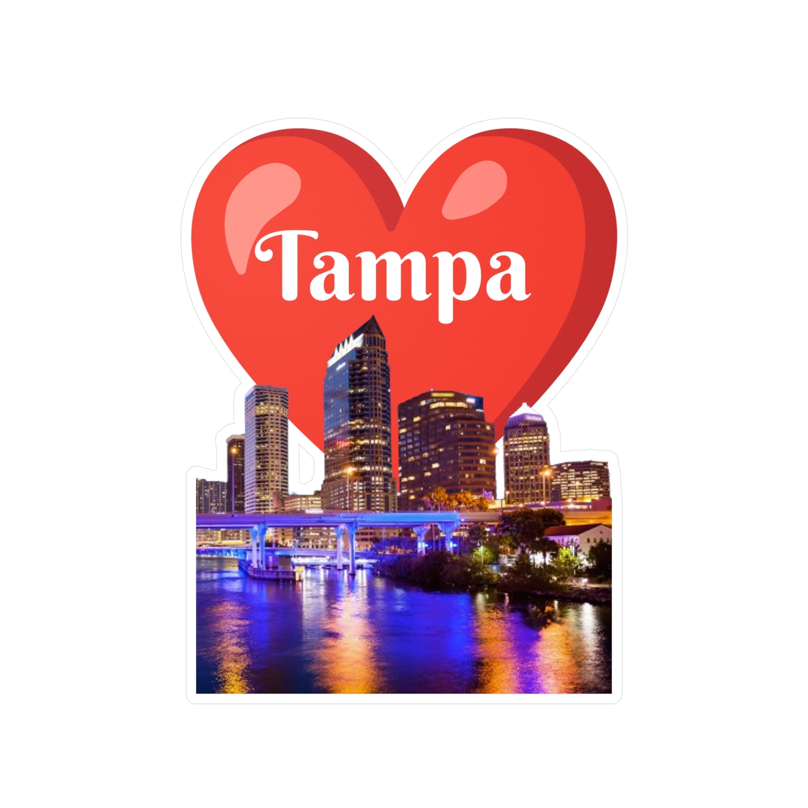 Vinyl Sticker / Decal – I Love Tampa Florida – Iconic City Skyline Beaches