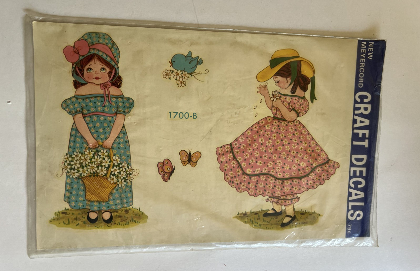 Vintage Meyercord Decorator Decals Retro Floral Dutch Folk Art Amish Prairie Gir