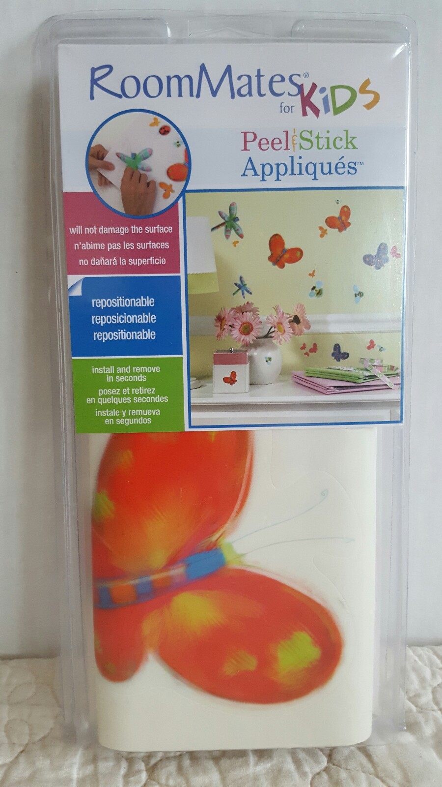 New Peel-and-Stick Wall Cutout Appliques Butterfly Bee Dragon Fly Insect Decal