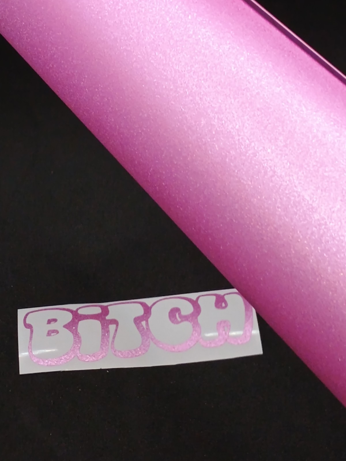 3" x 1" Pink Bitch Decal – Shimmer Permanent Vinyl – Sparkly – Glittery – Cute
