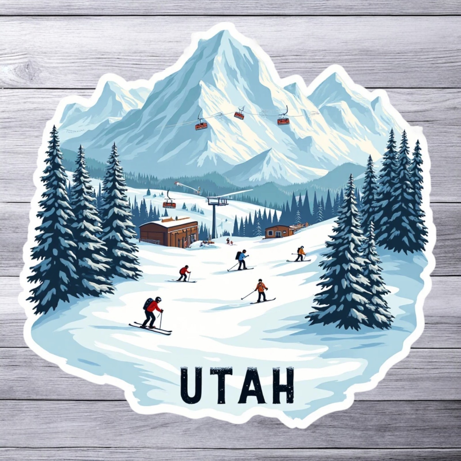 Utah Sticker Vinyl Decal Snowy Mountain Skiing Winter Outdoor Adventure