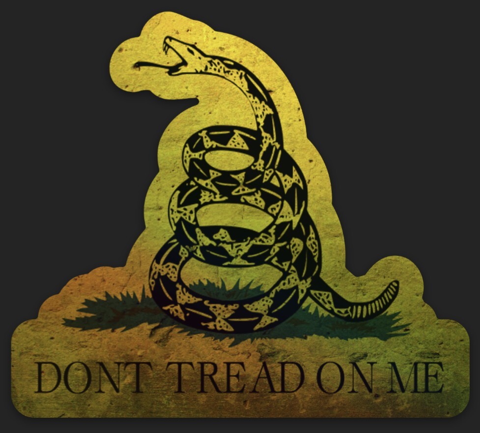 Don't Tread On Me Die Cut Holographic Sticker Gadsden Flag 2A 3 x 2.65 Inches