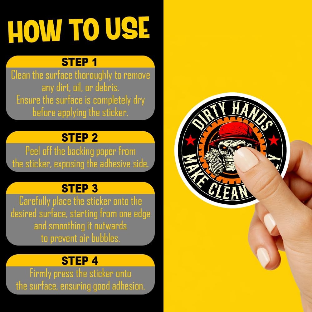 Generic Mechanic Sticker 3 Pcs 3 Inches Dirty Hands Money