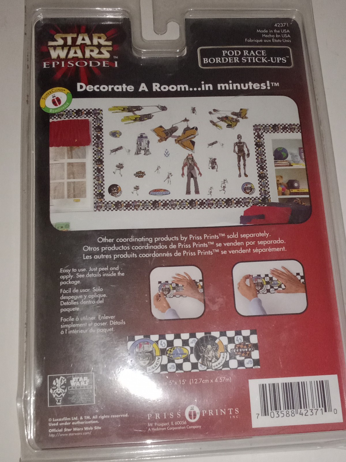 Priss Prints Star Wars Episode I Pod Race Border Stick-Ups Vinyl Self-Clinging