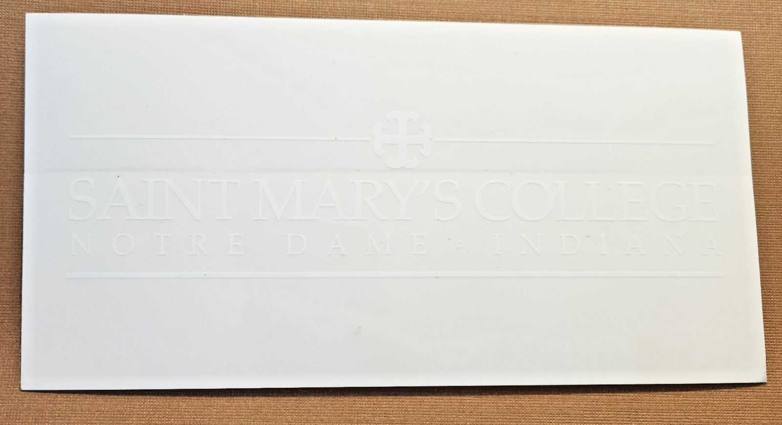 Saint Mary's College Decal Sticker Window Graphic White 3.75×7.5" Notre Dame IN