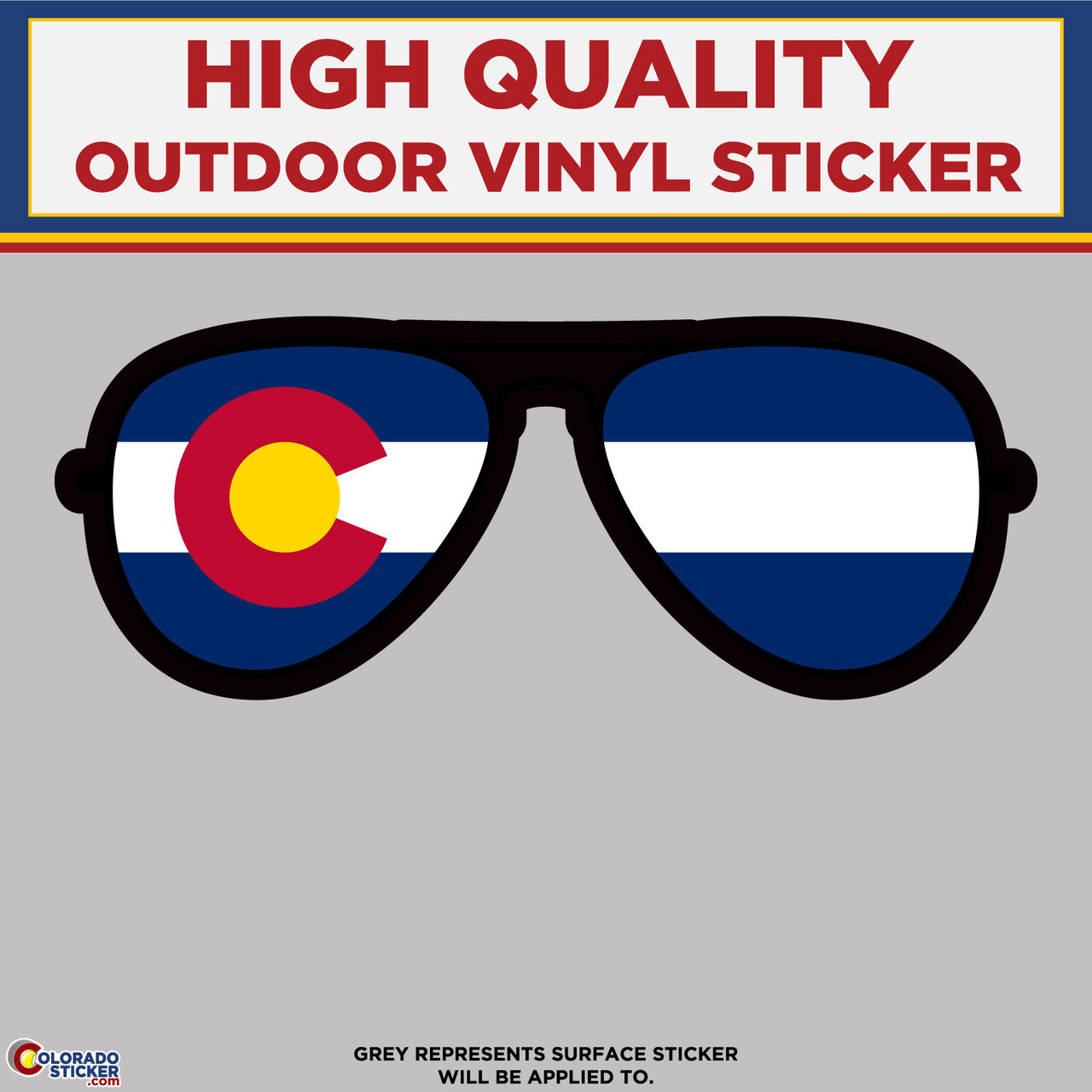 Sunglasses with Colorado Flag, High Quality Vinyl Stickers