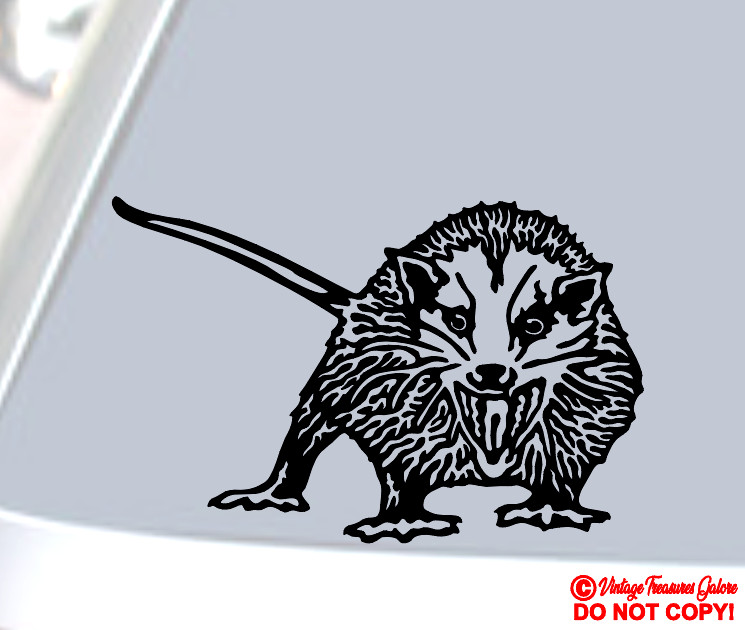 POSSUM Vinyl Decal Sticker Car Window Bumper Wall ANGRY MEAN SNARLING OPOSSUM