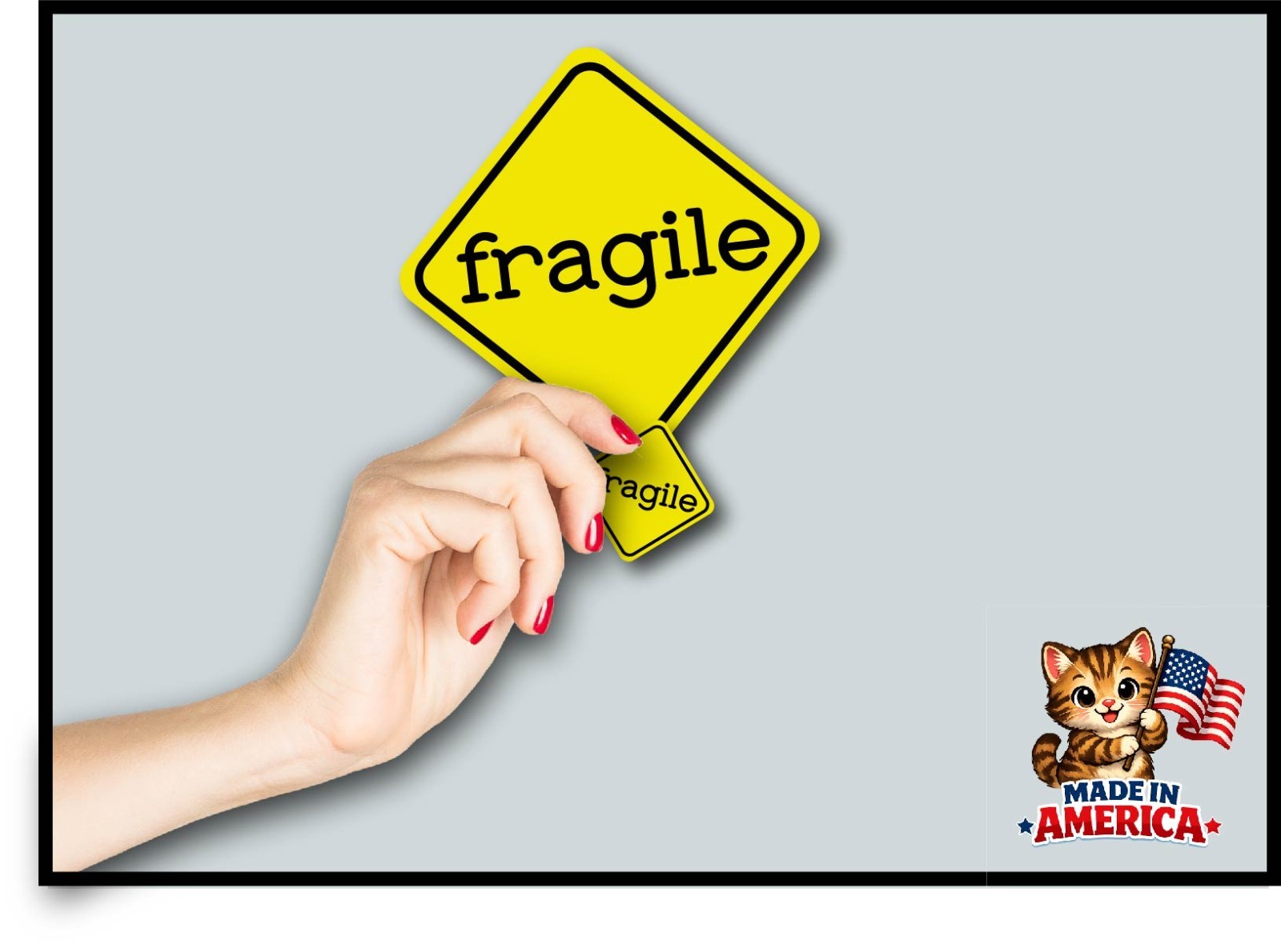 Fragile Decal Sticker Caution Yellow Careful Handle with Care Sensitive Person