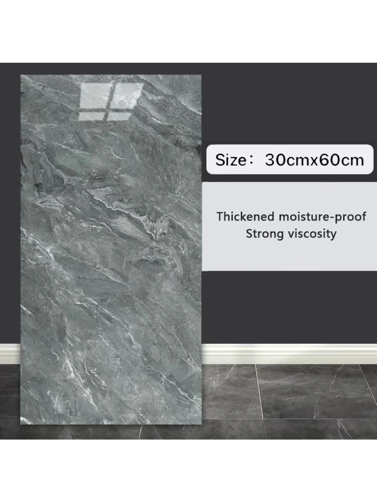 10-Pack Self-Adhesive Marble Tile Stickers – Waterproof 30X60Cm PVC Peel-And-Sti