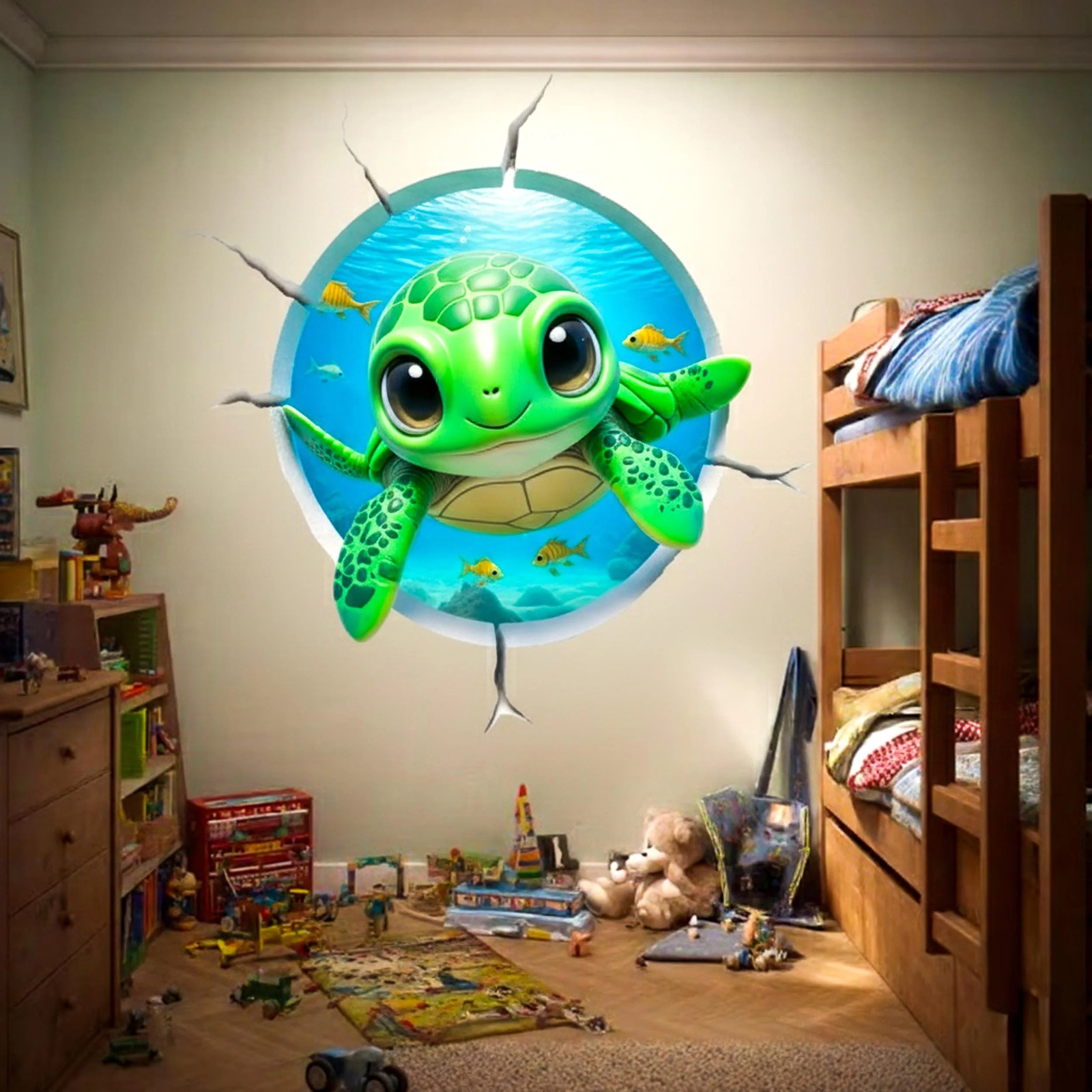 Sea Turtle Wall Decal | 3D Ocean Wall Sticker
