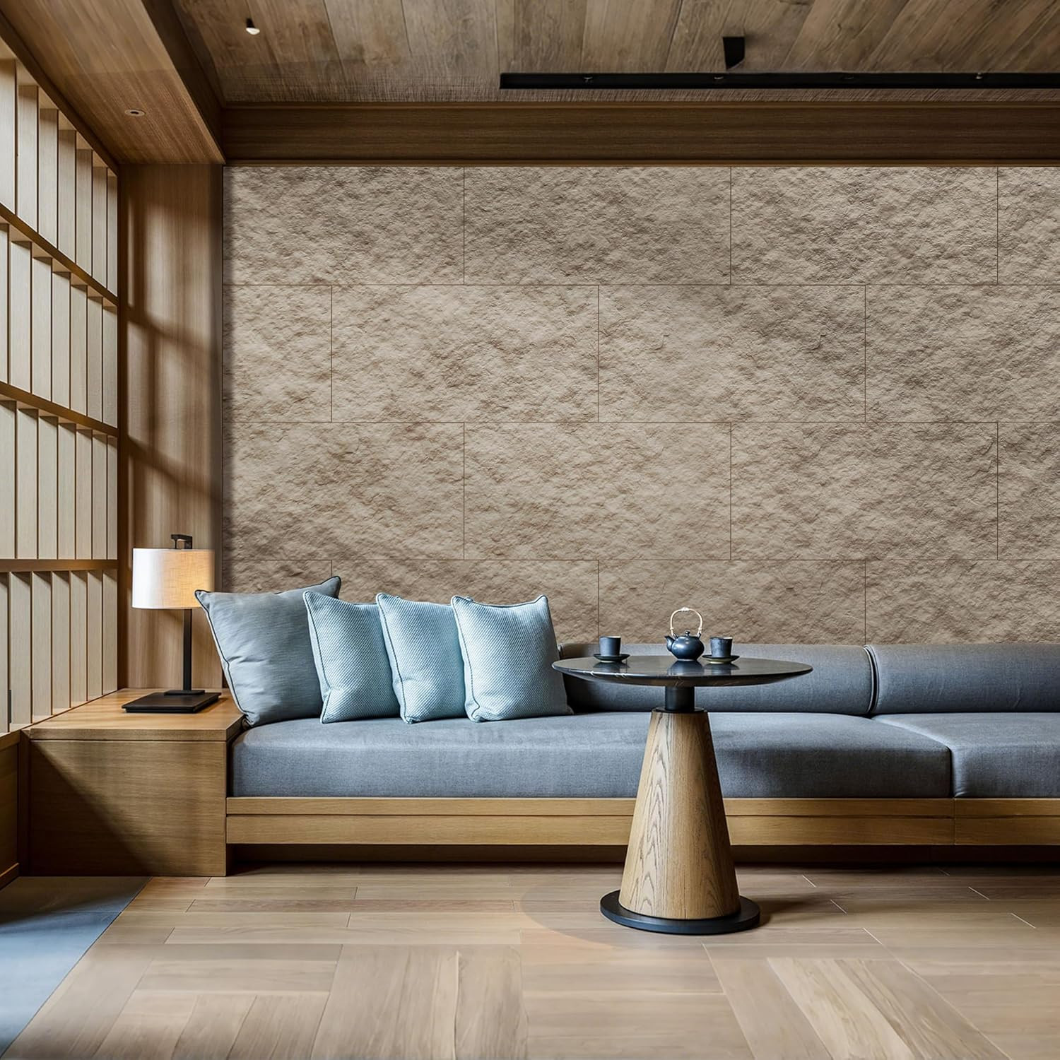 3D Faux Stone Wall Panels – 4 PCS Cement Texture Wainscoting for Home Decor